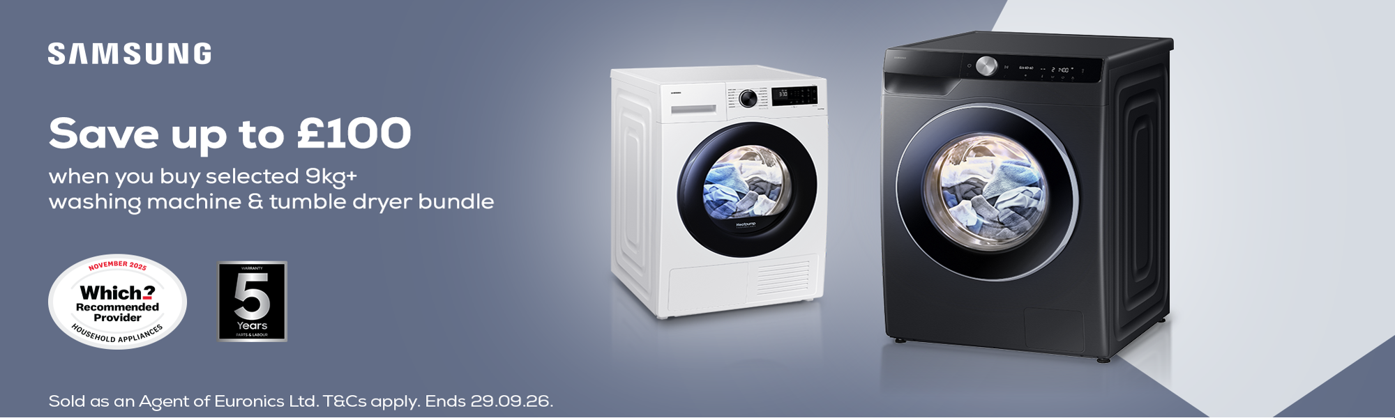 Samsung Wahing Machine and Tumble Dryer Promotion ends 29th September 2026