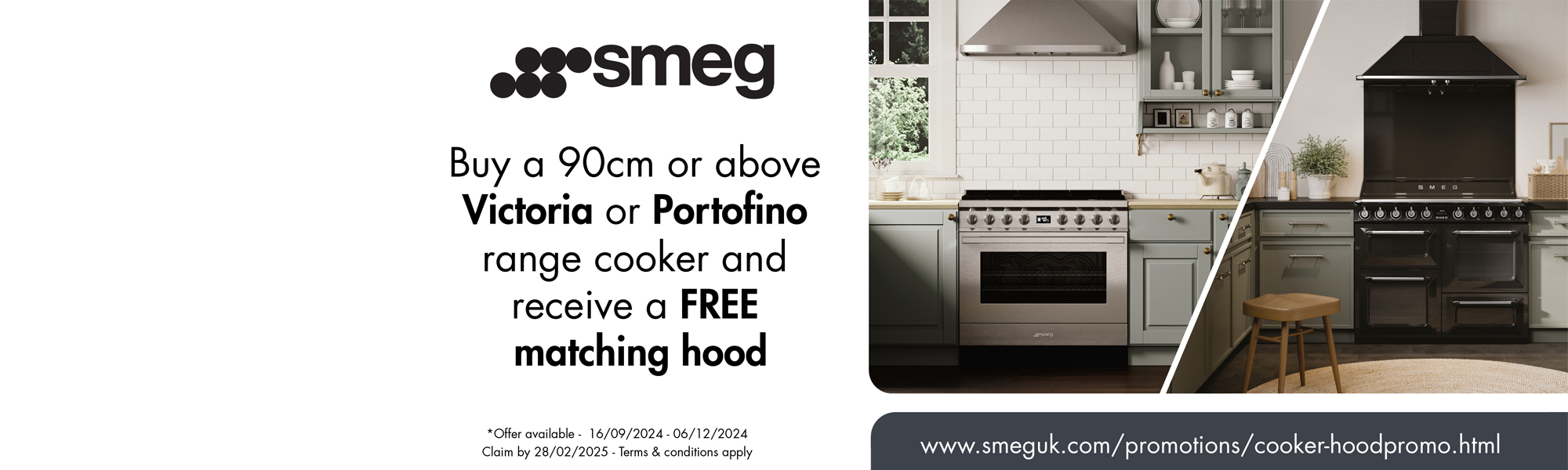 Smeg claim a Complimentary Hood with Selected Victoria and Portofino Range Cookers