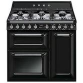 Smeg TR93BL 90cm Victoria Dual Fuel Range Cooker Black