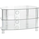 TTAP C303C-1050-3CC 1050mm Chrome Legs, Clear Curved Glass, Cable Management, 3 Shelves