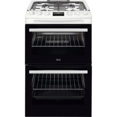 AEG CGX1130ACW 
55cm Gas Cooker, Gas Double Oven with electric grill, Clock and Minute Minder, Light