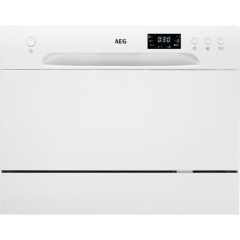 AEG FFB21200CW 
Compact Countertop Dishwasher, F, 52dB, 6 Programmes, 4 Temperatures Electronic, Del