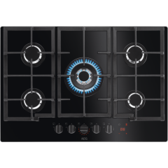 AEG HKB75450NB 
75cm Flamelight, Gas On Glass Hob, StepPower controls, LED display with minute minde