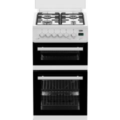 Beko EDG507W 50Cm Twin Cavity Gas Cooker With Gas Hob - White