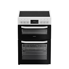 Hotpoint HDE6VDW 60cm Double Electric Ceramic Cooker