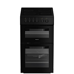 Hotpoint HTE5VCB Double Oven Electric Cooker 50cm Black