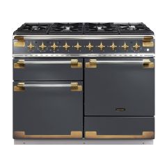 Rangemaster ELS110DFSL/AB Elise 110 Dual Fuel Slate With Antique Brass Trim