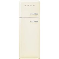Smeg FAB30LCR5UK 60cm 50s Style Left Hand Hinge Freezer over Fridge Cream