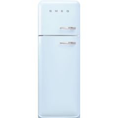 Smeg FAB30LPB5UK 60cm 50s Style Left Hand Hinge Freezer over Fridge Pastel Blue