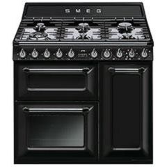Smeg TR93BL 90cm Victoria Dual Fuel Range Cooker Black
