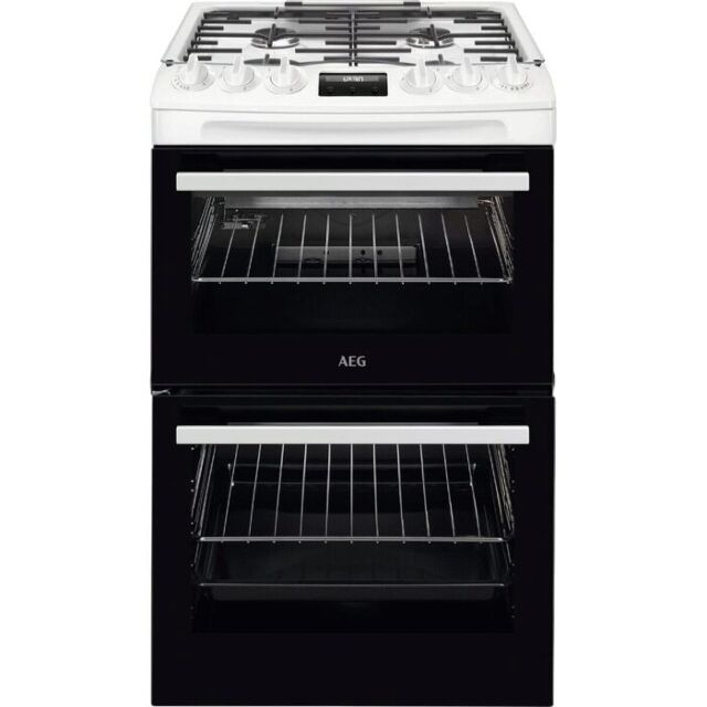 AEG CGX1130ACW 
55cm Gas Cooker, Gas Double Oven with electric grill, Clock and Minute Minder, Light