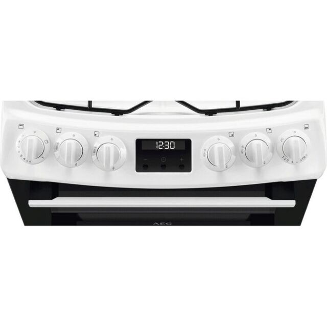 AEG CGX1130ACW 
55cm Gas Cooker, Gas Double Oven with electric grill, Clock and Minute Minder, Light