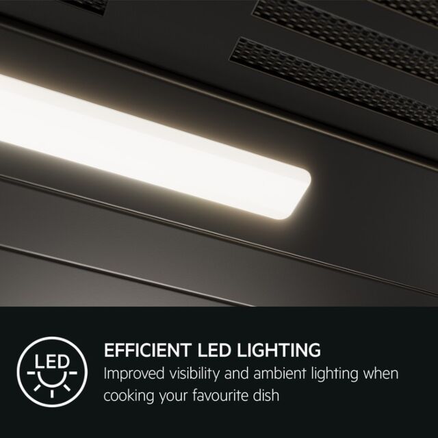 AEG GB67D61HB 
60cm Matt Black Box chimney Hood, Full black glass fronted Touch on Glass, LED Lighti