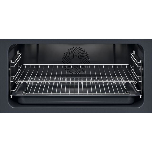 AEG GK6NK40FB 59.5cm Compact Combi Microwave Oven - Gloss Black with Steel Trim