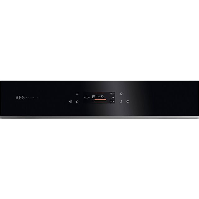 AEG GK7NK62FB 59.5cm Compact Combi Microwave Oven - Gloss Black with Steel Trim