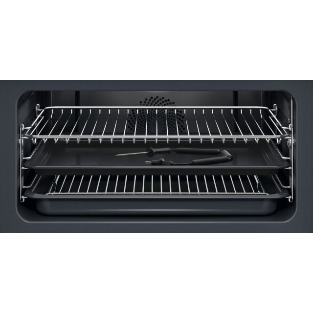 AEG GK7NK62FB 59.5cm Compact Combi Microwave Oven - Gloss Black with Steel Trim