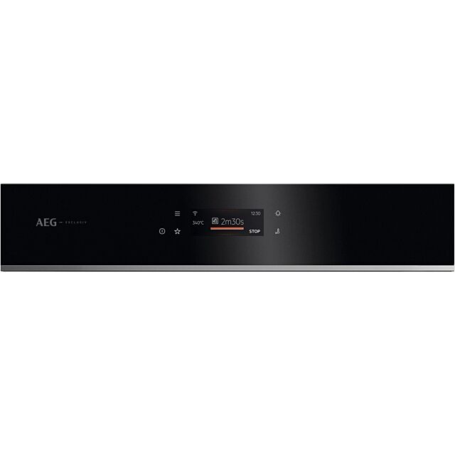 AEG GX7PB63FSB 59.6cm Built In Electric Single Oven - Gloss Black with Steel Trim