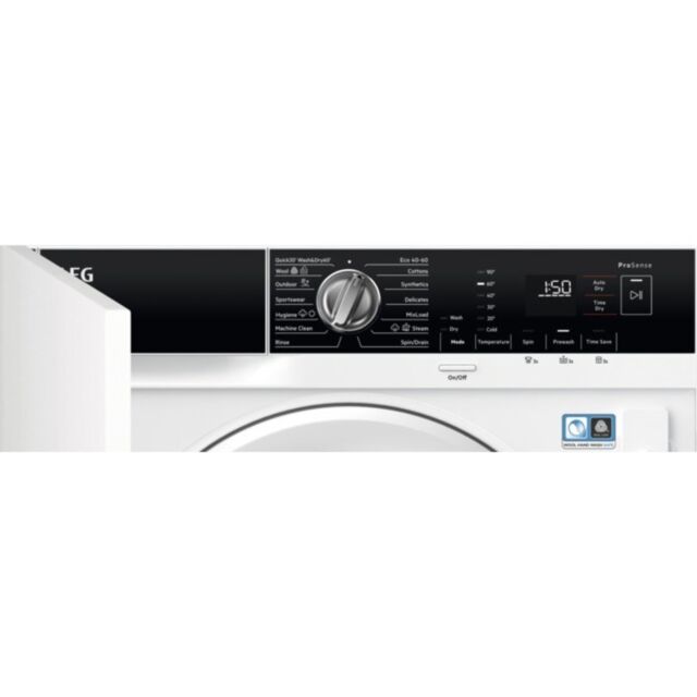 AEG L7WE74634BI 
Integrated Washer Dryer. 7kg wash load, 4kg dry load, 1600rpm spin speed, medium di