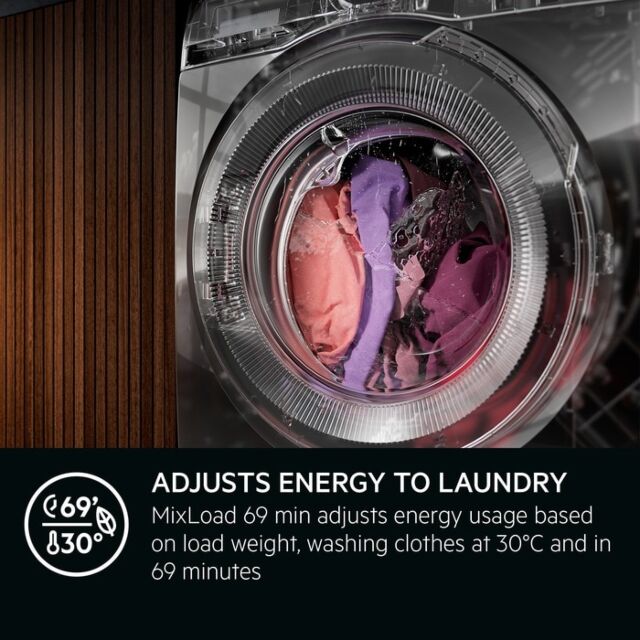 AEG LFR71864B 
Washing machine. 7000 Series, ProSteam, 8kg wash capacity, 1600rpm. MixLoad 69 Min, W