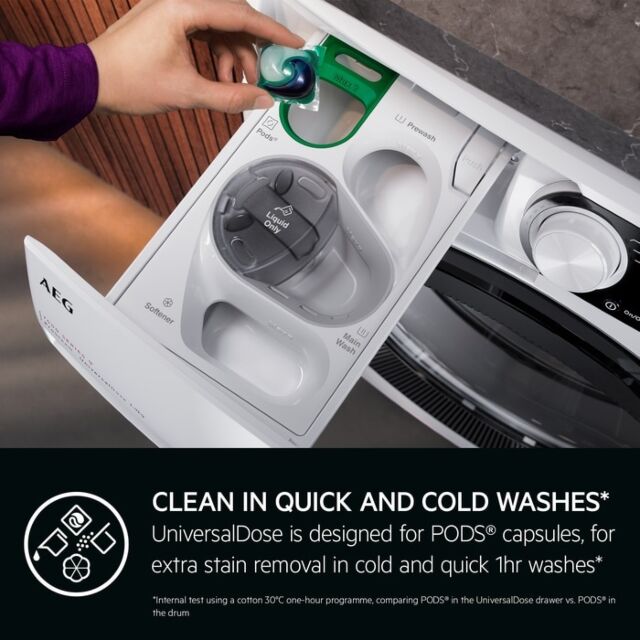 AEG LFR84146UC 
Connected Washing machine. 8000 Series, UniversalDose + PowerCare technology. 10kg w