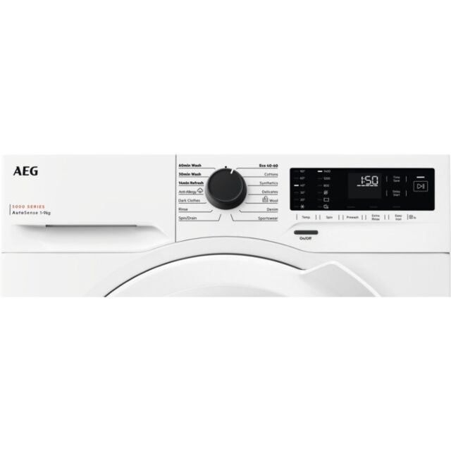 AEG LFX50942B 
Washing machine. 5000 Series, AutoSense technology. 9kg wash capacity, 1400rpm. Quick
