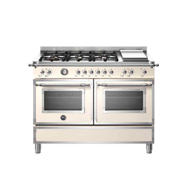 Bertazzoni HER126G2EAVT Heritage 120cm Range Cooker Twin Oven with Griddle Dual Fuel Ivory