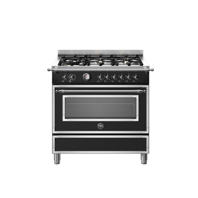 Bertazzoni HER96L1ENET Heritage 90cm Range Cooker Single Oven Dual Fuel Matt Black