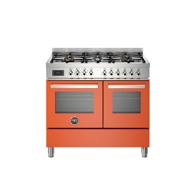 Bertazzoni PRO106L2EART Professional 100cm Range Cooker Twin Oven Dual Fuel Gloss Orange