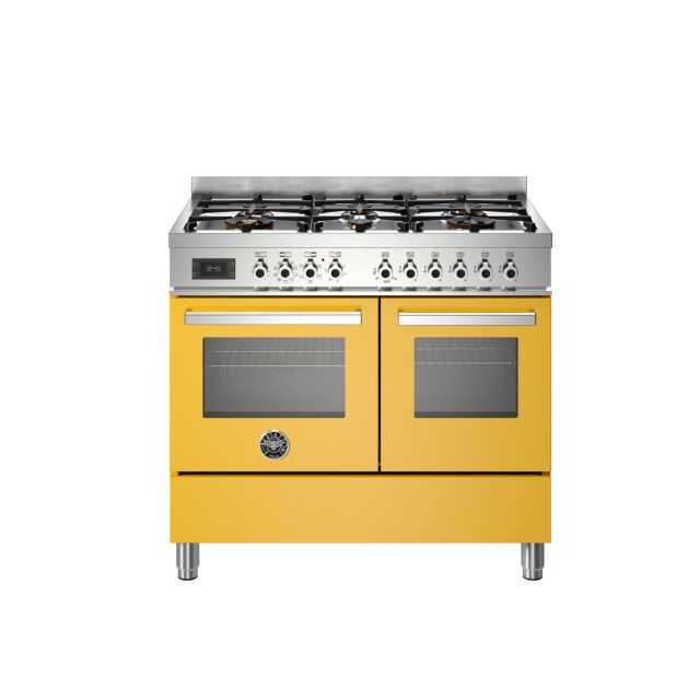 Bertazzoni PRO106L2EGIT Professional 100cm Range Cooker Twin Oven Dual Fuel Gloss Yellow