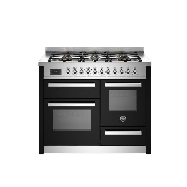 Bertazzoni PRO116L3ENET Professional 110cm Range Cooker XG Oven Dual Fuel Gloss Black