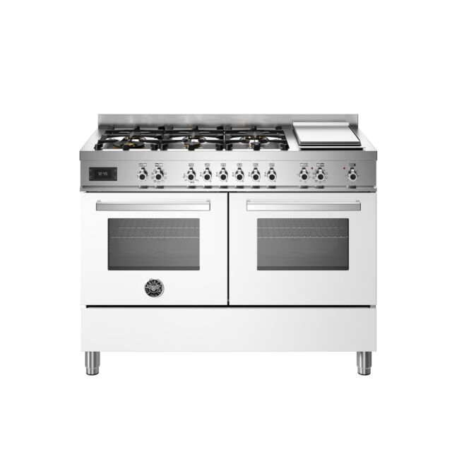 Bertazzoni PRO126G2EBIT Professional 120cm Range Cooker Twin Oven Dual Fuel Gloss White