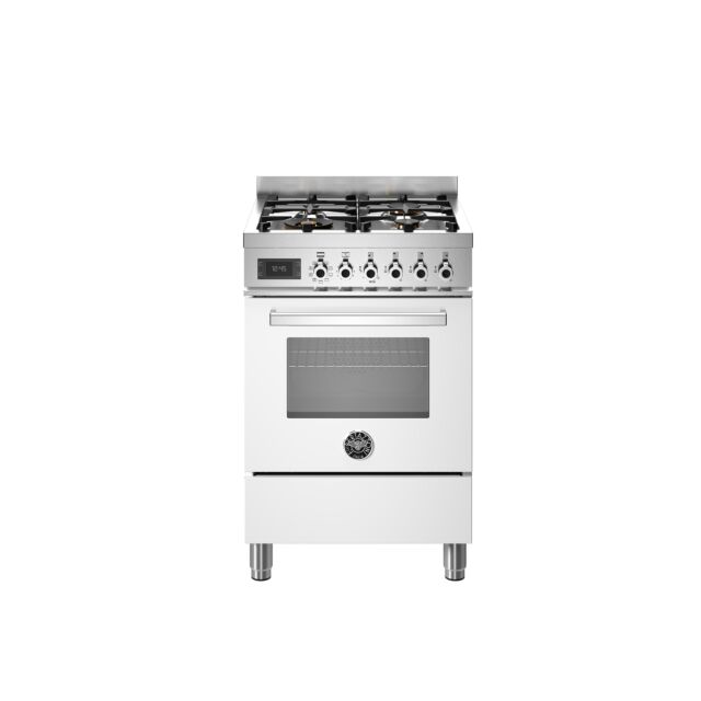 Bertazzoni PRO64L1EBIT Professional 60cm Range Cooker Single Oven Dual Fuel Gloss White