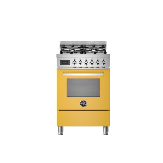 Bertazzoni PRO64L1EGIT Professional 60cm Range Cooker Single Oven Dual Fuel Gloss Yellow