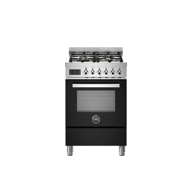Bertazzoni PRO64L1ENET Professional 60cm Range Cooker Single Oven Dual Fuel Gloss Black