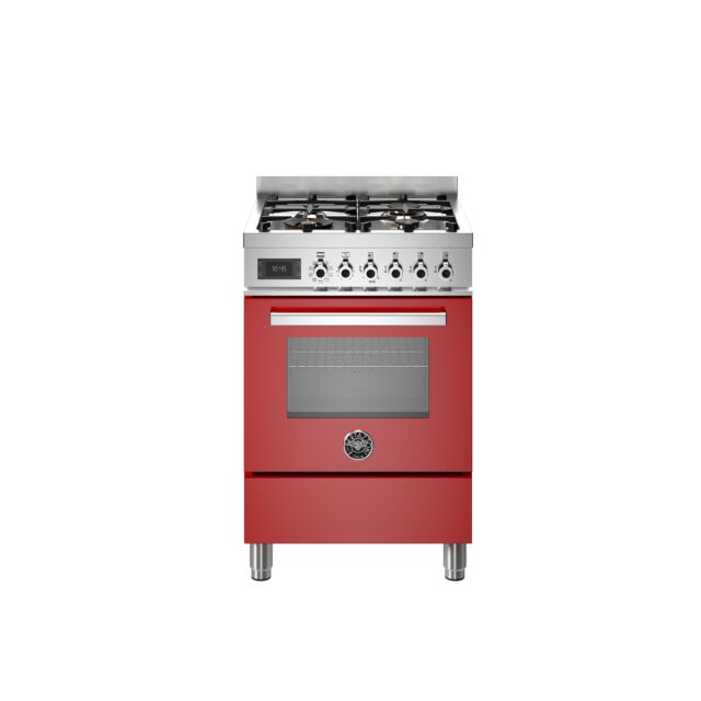 Bertazzoni PRO64L1EROT Professional 60cm Range Cooker Single Oven Dual Fuel Gloss Red