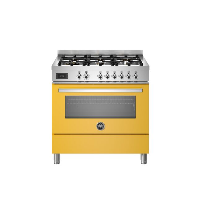 Bertazzoni PRO96L1EGIT Professional 90cm Range Cooker Single Oven Dual Fuel Gloss Yellow