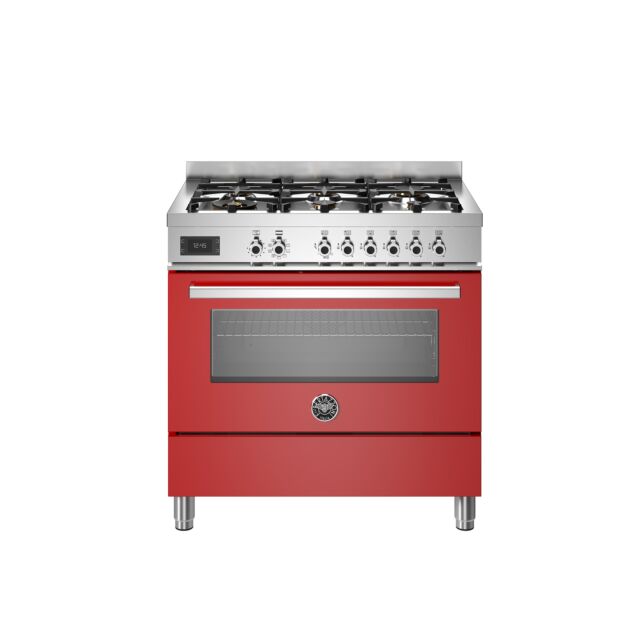 Bertazzoni PRO96L1EROT Professional 90cm Range Cooker Single Oven Dual Fuel Gloss Red