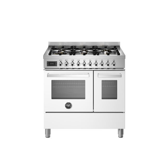 Bertazzoni PRO96L2EBIT Professional 90cm Range Cooker Twin Oven Dual Fuel Gloss White
