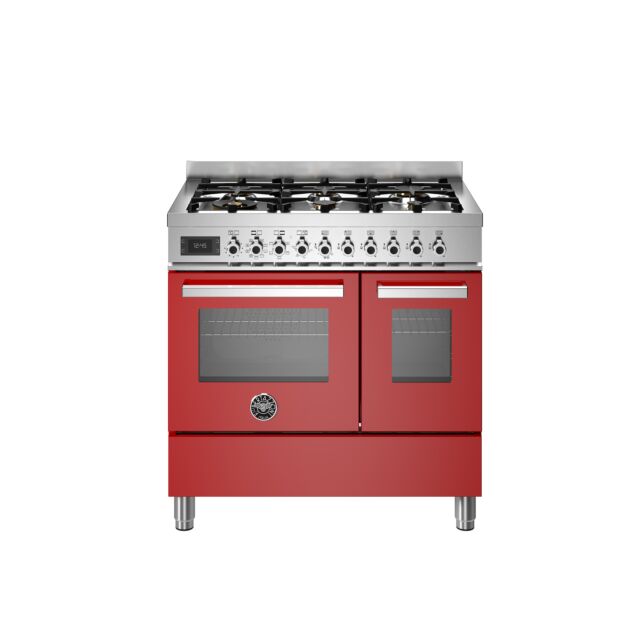 Bertazzoni PRO96L2EROT Professional 90cm Range Cooker Twin Oven Dual Fuel Gloss Red