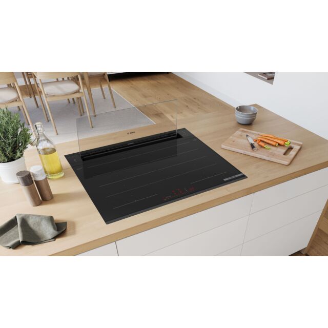 Bosch DDW88MM60B 80cm Glass Draft Hood, clear glass design, New GuidedAir, hob hood control, Home Co