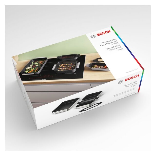 Bosch HEZ9FF040 Flex Pan Set 4 Pcs. Perfect Universal Pans For The Flexzone. Consists Of 1 X Flex Pa