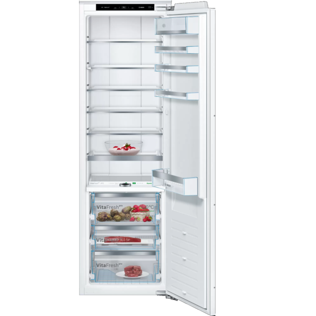 Bosch KIF81PFE0 177x55.8 built in fridge, VitaFresh Pro 0°, jog dial, Bottle rack, LED Light, 7 glas