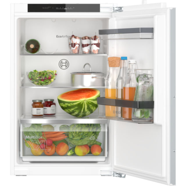 Bosch KIR21VFE0G 88x53 built in fridge, Multibox, LED, 4 glass shelves, Fixed hinge
