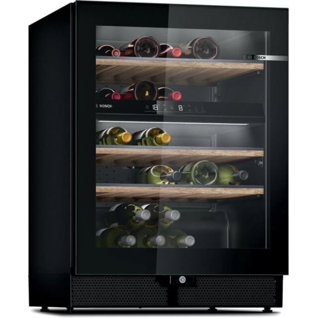 Bosch KWK16ABGAG 82X60 wine cabinet with reversible glass door, UV filter protection, 38dB, dual zon
