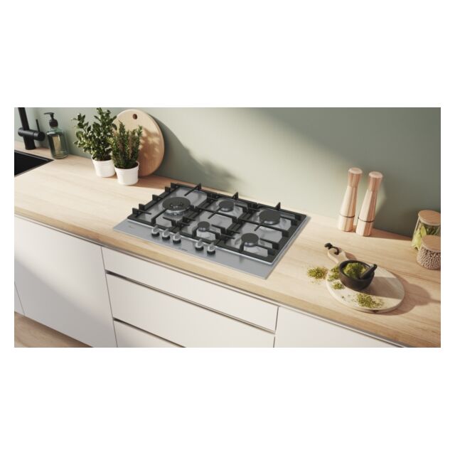 Bosch PCS7A5I90 75cm, 5 burners, 5kW Wok burner, Optimised FlameSelect, 3 Dishwasher suitable cast i