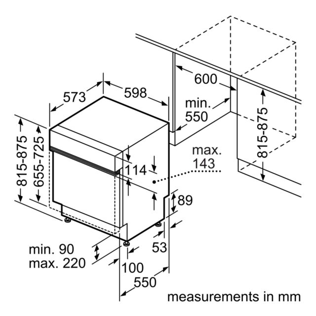 Bosch SMI2HTS02G 5 Programmes, Vario Baskets, 4 Options, 46Db, 9L, 13 Place Settings, Polinox