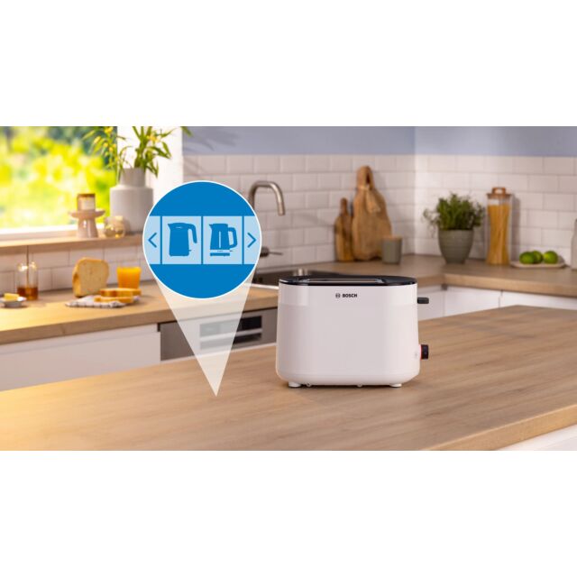 Bosch TAT2M121GB Compact toaster, MyMoment, White