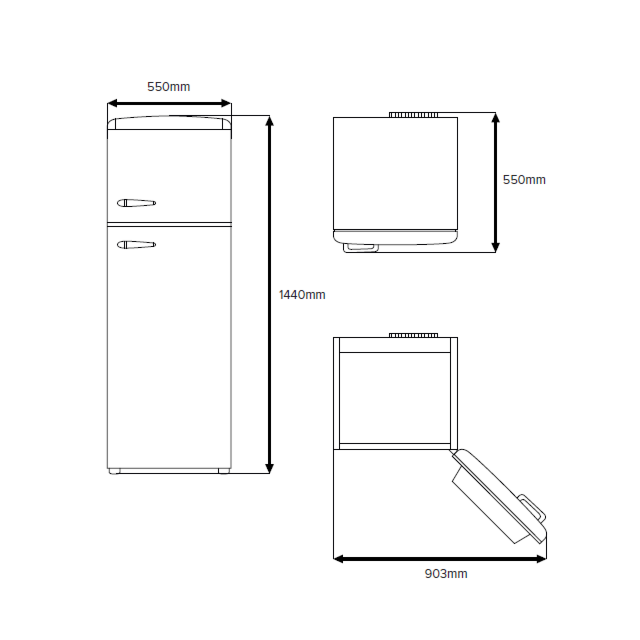 CDA BETTY-SEA HOLLY Retro 55cm Top Mount Fridge Freezer
