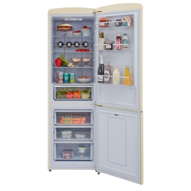 CDA FLORENCE-BARLEY Retro 60/40 Freestanding Fridge Freezer, Total No Frost