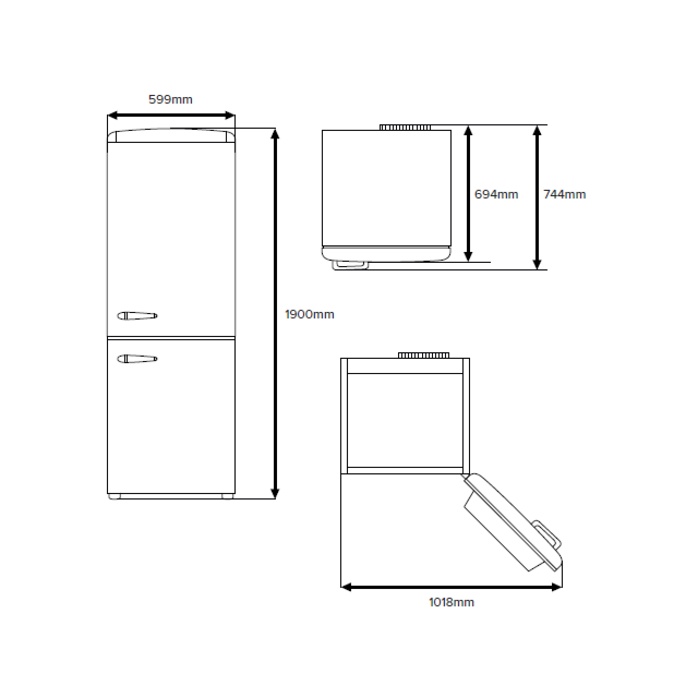 CDA FLORENCE-SEA HOLLY Retro 60/40 freestanding fridge freezer, total no frost